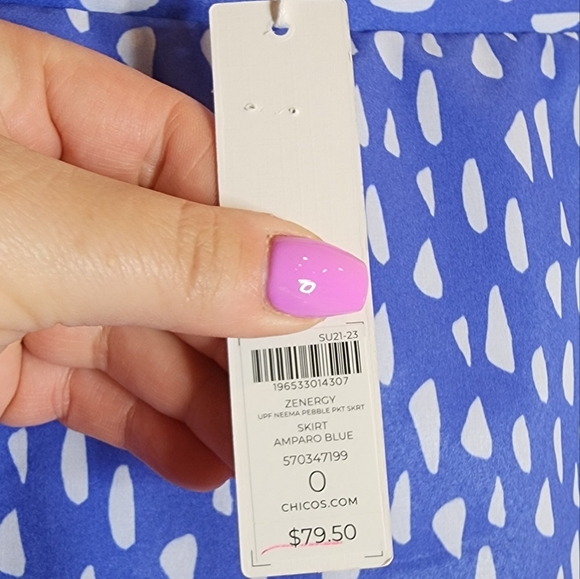NWT Chico's Zenergy UPF Neema Pebble 3-Pocket Blue Pullon Skort Size 4 Small - Picture 4 of 16